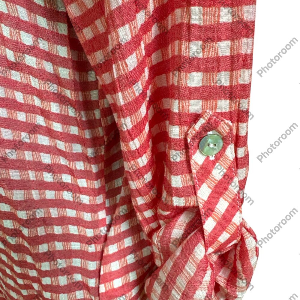 Bundle Only EUC RUBY RD. Checkered Pleated 3/4 Sleeve Roll Tab Blouse. - Picture 2 of 6